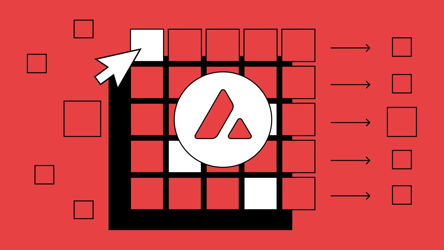 The Avalanche Fundamentals course banner: a grid of outlined blocks on red, with a white disc and the Avalanche mark