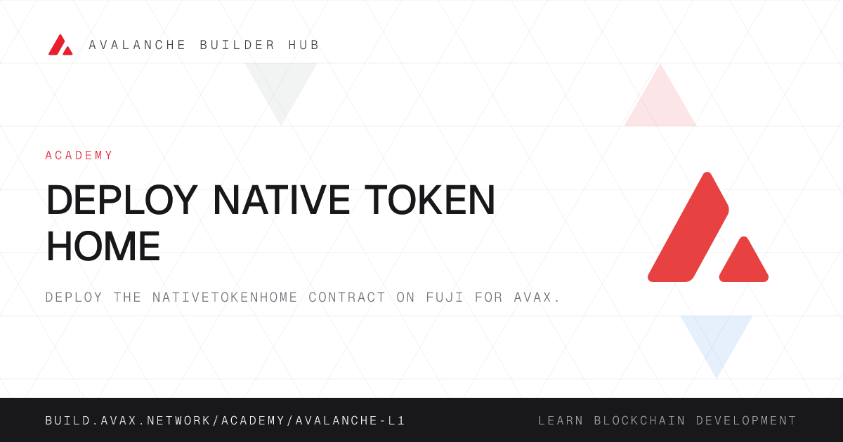 Deploy Native Token Home | Avalanche Builder Hub
