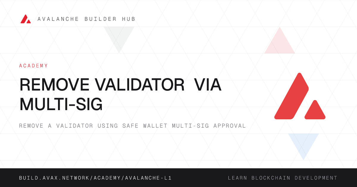 Remove Validator via Multi-Sig | Avalanche Builder Hub